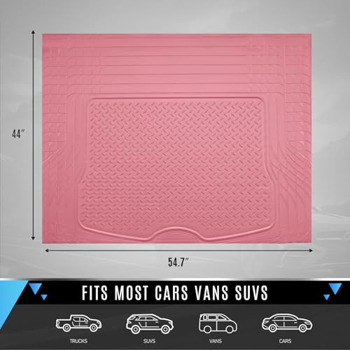 PIC AUTO Heavy Duty Cargo Liner, Trimmable All-Weather Rubber Trunk Mat for Cars, SUVs, Vans & Trucks, Anti-Slip Backing, Durable Protection, Large, Pink - color: Pink