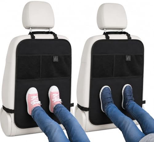 Enovoe Back Seat Cover for Kids Extra Large - 2 Pack with Multi Pocket Storage Organizer - Back Seats Protector for Upholstery from Dirt, Mud, Scratches - Waterproof Car Seat Protector for Kids - color: Black (Multipocket), size: 2-Pack