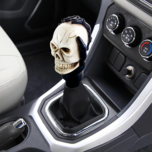 Skull Shifter Knobs Car Racing Gear Lever Stick Skeleton Shift Handle Fit Most Manual Automatic Vehicles Trucks, Beige - color: Beige