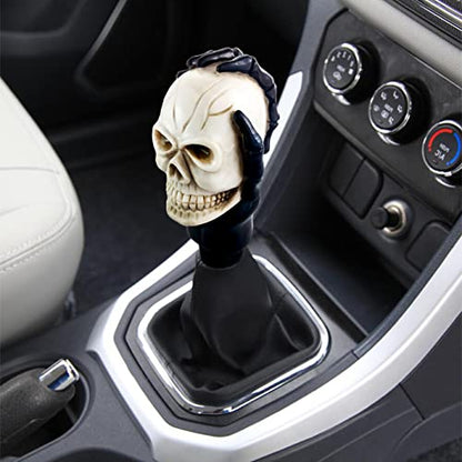 Skull Shifter Knobs Car Racing Gear Lever Stick Skeleton Shift Handle Fit Most Manual Automatic Vehicles Trucks, Beige - color: Beige