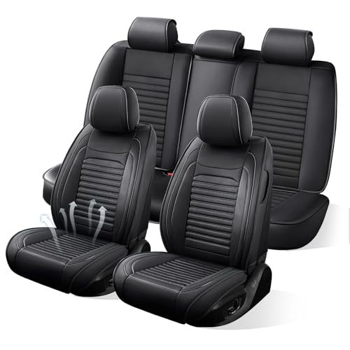 Car Seat Covers Full Set Fit for Hyundai Sonata 1999-2026, Premium Faux Leather Car Seat Protector,Breathable Anti-Slip Full Wrapping Edge Seat Covers(Black,Full Set) - color: Black, size: Fit for Sonata full set