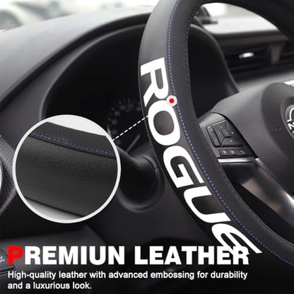 XITER Leather Steering Wheel Cover for Rogue 2014-2023 2024 2025 2026,2017-2022 Rogue Sport,with Rogue Logo - color: Rogue 2014-2026,With "Rogue" LOGO
