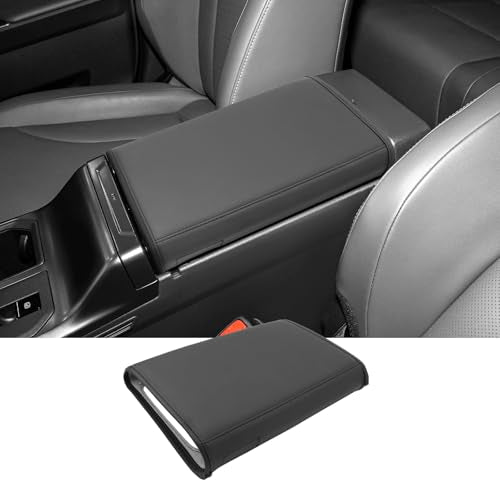 2026 RAV4 Console Cover for Toyota RAV4 (LE/SE/XLE Premium/Woodland/XSE/Limited/GR Sport), Waterproof &Comfy Leather Armrest Cover 2026 RAV4 Interior Accessories - color: Black - Leather