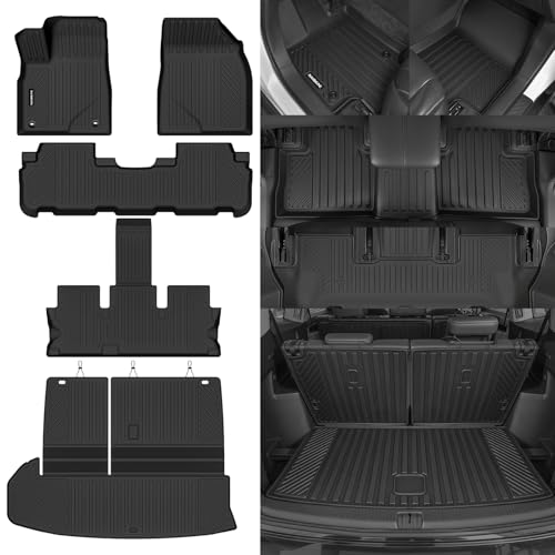 Naibeve Floor Mats for 2014-2019 Toyota Highlander 7 Seats (2nd Row Captain Seats) - All Weather Custom Fit for Highlander Floor Mats & Trunk Mat with Backrest Mats Waterproof Interior Accessories - size: 7)Highlander 7 Passenger|2014-2019