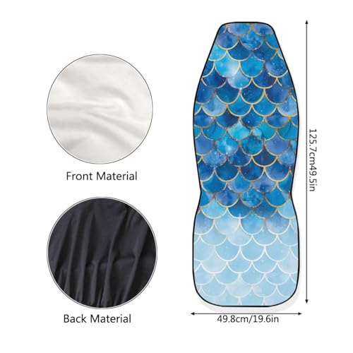 Gradient Blue Mermaid Scale Print Universal Car Seat Covers Front Seats Only for Women,Fit for Most Cars - color: Gradient Blue Mermaid Scale Print 86