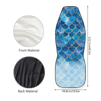 Gradient Blue Mermaid Scale Print Universal Car Seat Covers Front Seats Only for Women,Fit for Most Cars - color: Gradient Blue Mermaid Scale Print 86