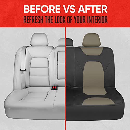 Motor Trend AquaShield Waterproof Beige Rear Split Bench Seat Covers for Trucks Rear Seat Cover Only - Black Car Seat Covers, Back Seat Cover Only - Durable Neoprene Spill Resistant for Kids & Dogs - color: a4-Black & Beige Bench
