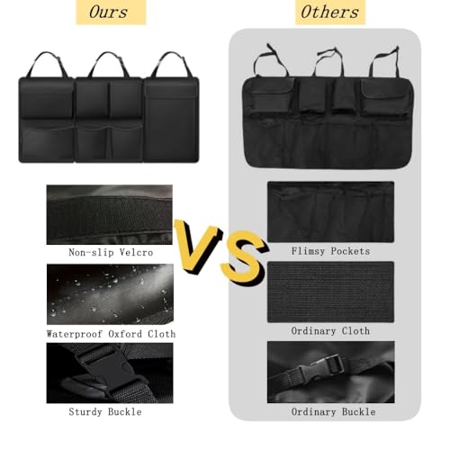 Car Trunk Organizer, Detachable Car Backseat Hanging Organizer with 7 Large Storage Pockets, Collapsible Back Seat Organizer Car Interior Accessories for SUV, Van, Jeep
