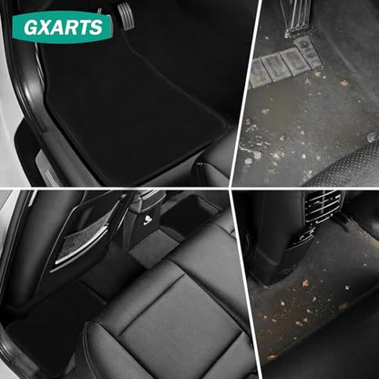 GXARTS Car Floor Mats Carpet Full Set All-Weather Protect Compatible with Chevrolet Malibu 2011 2012 2013 2014 2015 2016 | WaterproofBlack Car Mats with Anti-Slip Backing