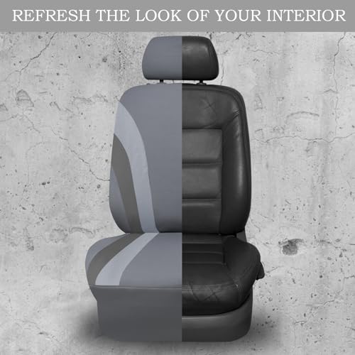 CAR PASS Line Rider Sporty Cloth Universal Fit Car Seat Cover -100% Breathable with 5mm Composite Sponge Inside,Airbag Compatible,3zipper Bench(Full Set, Space Gray) - color: Gray, size: Full Set