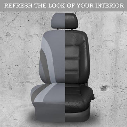 CAR PASS Line Rider Sporty Cloth Universal Fit Car Seat Cover -100% Breathable with 5mm Composite Sponge Inside,Airbag Compatible,3zipper Bench(Full Set, Space Gray) - color: Gray, size: Full Set