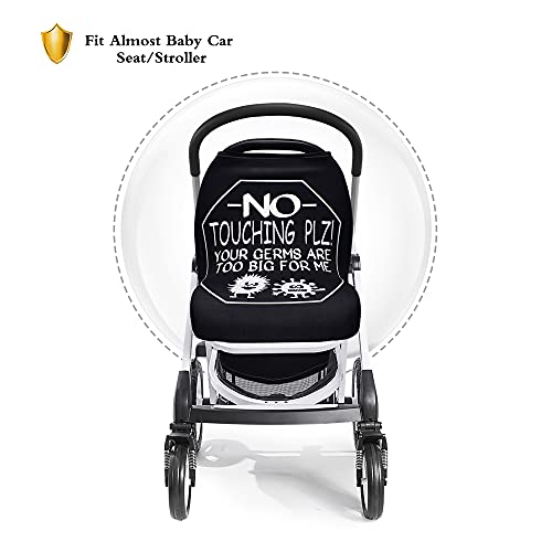 Metplus Car Seat Cover Baby, No Touch Sign Carseat Canopy, Nursing Breastfeeding Covers, Stretchy Universal Fit, Multi-Use for Stroller/Shopping Cart/High Chair, Gender Neutral Shower Gift - color: Black Bacteria