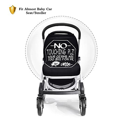 Metplus Car Seat Cover Baby, No Touch Sign Carseat Canopy, Nursing Breastfeeding Covers, Stretchy Universal Fit, Multi-Use for Stroller/Shopping Cart/High Chair, Gender Neutral Shower Gift - color: Black Bacteria