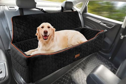 Dog Car Seat for Large Dogs Under 100LBS,Pet Booster Back Seat Removable Washable Pet Travel Safety with Safety Tethers & Storage Pocket (Black) - color: Dog Booster Seat(Black)