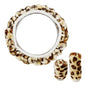 X AUTOHAUX Elastic Leopard Pattern Fluffy Car Steering Wheel Cover with Handbrake Gear Shift Cover Set Universal Beige - color: Beige