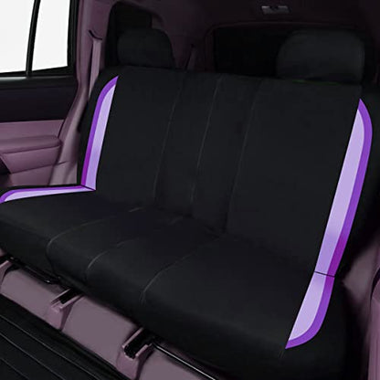 Flying Banner Car Seat Covers Front Seats Rear Bench Polyester car seat Protectors Easy installations Rear Bench Split Classic Man Lady Truck - color: Black Purple & Light Purple