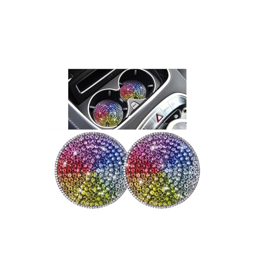 Bling Car Cup Holder Coaster, 2PCS 2.75 Inch Crystal Rhinestone Anti Slip Vehicle Drink Cup Mat for Women Girls, Auto Interior Embedded in Ornaments. Universal for SUV RV Truck (Sector) - color: Sector