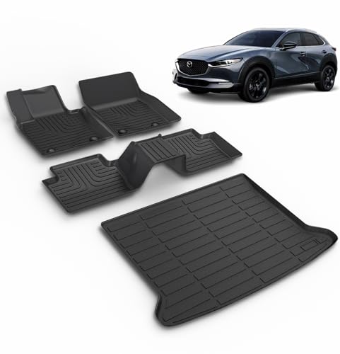 All Weather Car Floor Mats & Cargo Liner Set Fit for Mazda CX-30 (Only FWD) 2020-2025 2026 Floor Liners Trunk Liner CX 30 Cargo Mat Accessories Black - style: 1)For Mazda CX-30 2020-2026 Full Set
