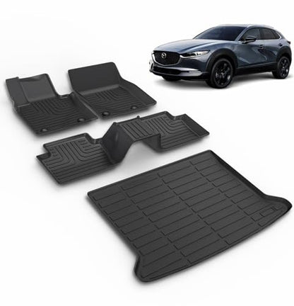 All Weather Car Floor Mats & Cargo Liner Set Fit for Mazda CX-30 (Only FWD) 2020-2025 2026 Floor Liners Trunk Liner CX 30 Cargo Mat Accessories Black - style: 1)For Mazda CX-30 2020-2026 Full Set