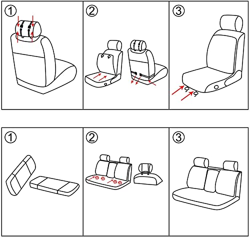 Universal PU Leather Car Seat Cover Full Set 5-Seat Front&Rear Cushions Full Seat with Pillows Fit for SUV Truck Van Year Round Use (Black/White Line) - color: Black/White Line