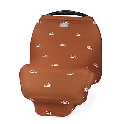 Itzy Ritzy 4-in-1 Nursing Cover, Car Seat Cover, Shopping Cart Cover & Infinity Scarf – Breathable, Multi-Use Nursing Cover Up for Breastfeeding, Carseat Canopy & Stroller Cover (Terracotta Sunrise) - color: Terracotta Sunrise