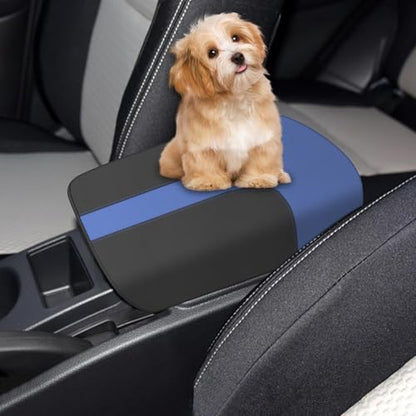AOMSAZTO Console Covers for 2014-2020 Nissan Rogue Armrest Covers for Nissan Rogue Black with Blue Leather - color: Rogue Black with Blue