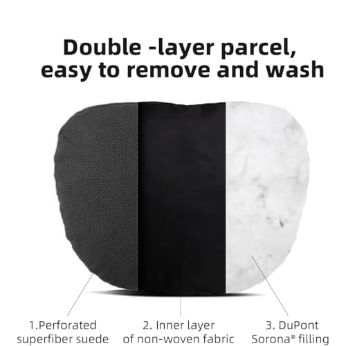 2 Pcs Car Headrest Neck Pillow for Driving,Universal Premium Suede Leather Soft and Comfortable Headrest,Two Gears of Height Adjustment Car Seat Headrest Pillow Car Interior Accessories - color: Athens Black