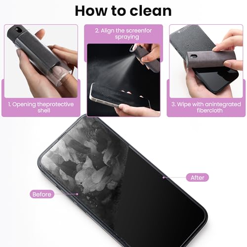 2 Pcs Screen Cleaner Kit, 3-in-1 Touchscreen Mist Cleaner Spray Bottle Tool & Microfiber Cloth for Phone/Laptop/Tablet/TV/Monitor/Car Screens(Pink+Grey) - color: 2 Pcs-Pink+Grey