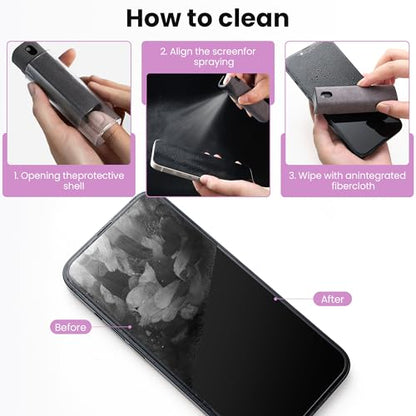 2 Pcs Screen Cleaner Kit, 3-in-1 Touchscreen Mist Cleaner Spray Bottle Tool & Microfiber Cloth for Phone/Laptop/Tablet/TV/Monitor/Car Screens(Pink+Grey) - color: 2 Pcs-Pink+Grey