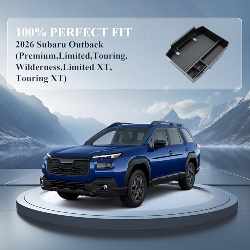 BIBIBO for 2026 Subaru Outback Center Console Organizer 2026 Subaru Outback(Premium,Limited,Touring,Wilderness,Limited XT,Touring XT) Console Insert Tray - color: Black-Single Layer