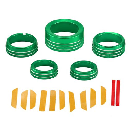 AC Air Conditioner Gear Shift Headlight Media Control Switch Knob Cover for Dodge for RAM 13-17 / Interior Trim/Stylish Aluminum Alloy / 5 Pcs Green - color: Green