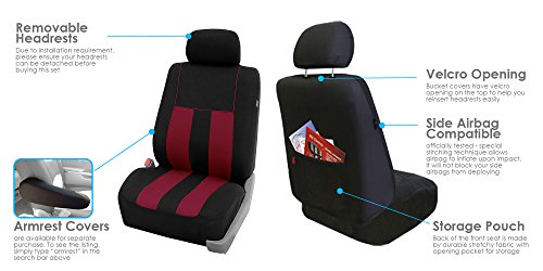 FH Group Three Row Set Striking Striped 7 Seater Car Seat Covers Airbag & Split Bench Compatible â€“ Universal Fit for Cars Trucks & SUVs Burgundy/Black - color: Burgundy, size: 3 Row/7 Seater
