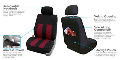 FH Group Three Row Set Striking Striped 7 Seater Car Seat Covers Airbag & Split Bench Compatible â€“ Universal Fit for Cars Trucks & SUVs Burgundy/Black - color: Burgundy, size: 3 Row/7 Seater