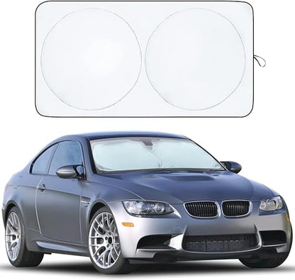 EcoNour Car Windshield Sunshade | Blocks 99% Heat & Keeps Interior Cool | Universal Fits Cars, SUVs, Trucks | Automotive Sun Screen, Visor & Car Accessories for Summer | Medium (64x32 Inches) - size: Medium