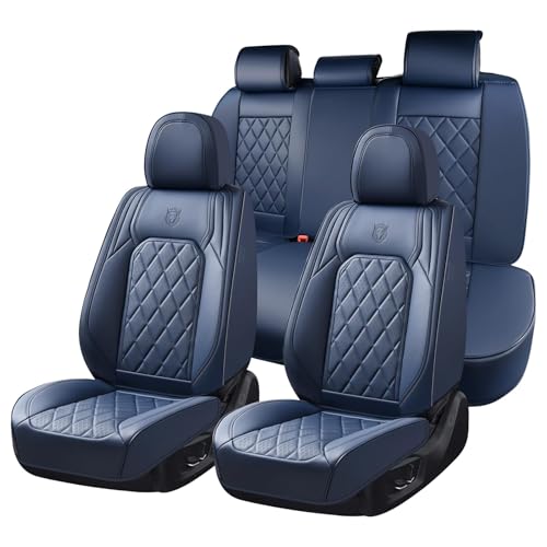 Coverado Car Seat Covers Full Set, Luxury Faux Leather Seat Covers for Cars, Waterproof Car Seat Protector, Blue Car Seat Cover, Universal Automotive Seat Covers Fit for Most Sedan SUV Trucks - color: A-Blue, size: Full Set