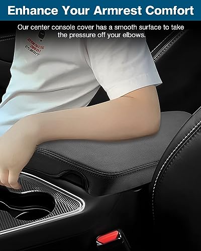 FIILINES Center Console Cover for Dodge Challenger 2015-2023 Center Console Armrest Cover Challenger Interior Accessories Armrest Cover Center Console Pad Anti-Scratch Black - size: For Dodge Challenger 2015-2023