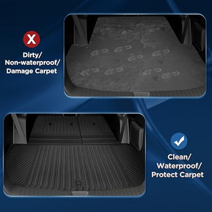 2026 Palisade Floor Mats Only Hybrid 7-Seat All Weather TPE Cargo Mat with Backrest Mat for Hyundai Palisade Accessories 2026 SEL/SEL Premium/Limited/Calligraphy - size: Hybrid