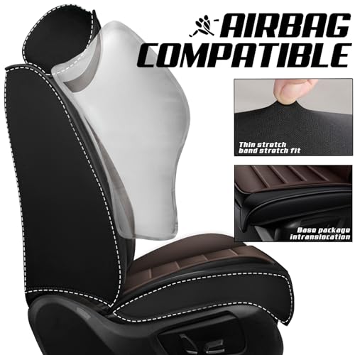 Car Seat Covers for Chrysler 200 2011-2017, Durable Premium Nappa Leather Seats Cover, Modern Sport Seat Cover, Full Wrap Original Car Seats (5 Seats, Black&Coffee)
