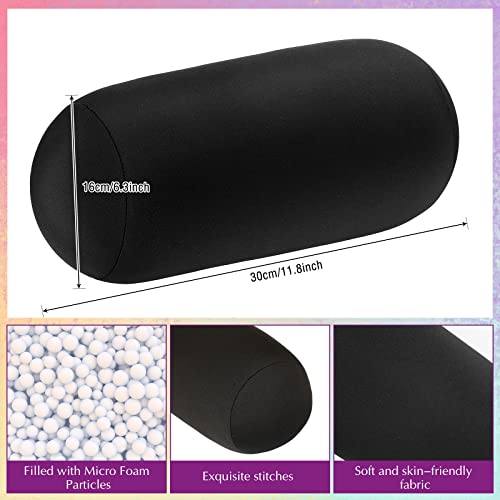 Geelin 2 Pcs Microbead Roll Pillow 11.8 x 6.3 Inch Soft Pillow Bolster Cylindrical Pillow Microbead Pillows for Sleeping Home Travel Neck Head Back Support Rest (Violet, Black) - color: Violet, Black