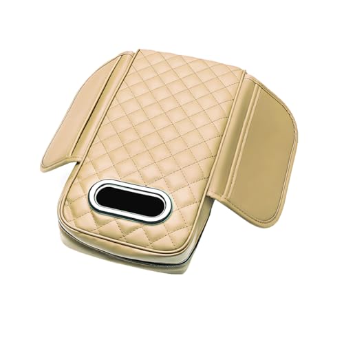 Car Armrest Pad, Universal Armrest Cushion Pad, Leather Armrest Box Pad - color: Without cup holder, Beige color