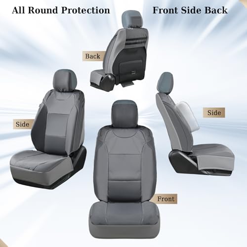 Coverado Front Seat Covers, Waterproof Oxford Seat Protector for Car Seat Cushions for Kids & Dogs, Compatible with 2015-2026 Ford F150 & 2017-2026 Ford F250 F350 F450 (Gray, 2PCS),