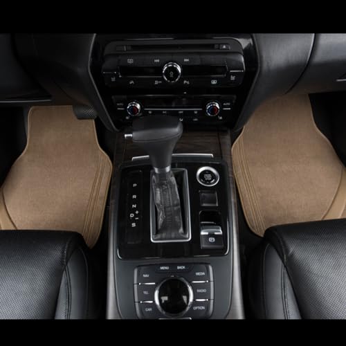 CAR PASS Beige Car Floor Mats, Edge Leather Waterproof Car Mats with Double Stitch Line and Anti-Slip Backing Design, Fit 95% Automotive,SUVS,Sedan,Vans (Pure Beige) - color: Pure Beige