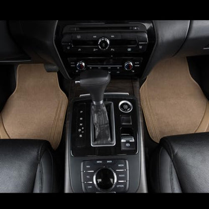 CAR PASS Beige Car Floor Mats, Edge Leather Waterproof Car Mats with Double Stitch Line and Anti-Slip Backing Design, Fit 95% Automotive,SUVS,Sedan,Vans (Pure Beige) - color: Pure Beige