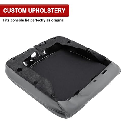 KBH Center Console Armrest Cover Replacement for 2013-2018 Ram 1500, 2013-2025 Ram 1500 Classic/2500/3500, 40/20/40 Jump Seat, Vinyl Leather, Anti-Scratch, Gray
