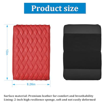 Bittwee Car Center Console Cover, Leather Waterproof Auto Arm Rest Box Cover, Memory Foam Armrest Cushion Protection Pad, Hand Rest Pillow with Height Increase, Universal Car Accessory - color: Wine Red