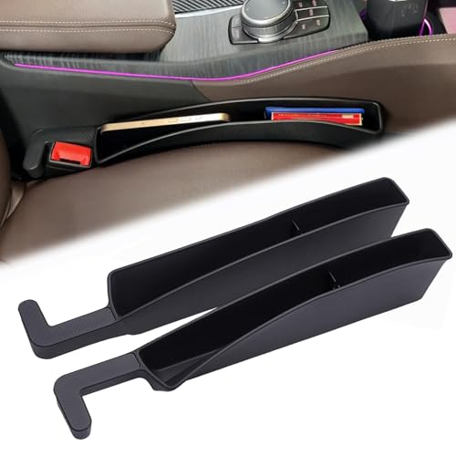 2 Packs Car Seat Gap Filler Organizer, Dual Slot Car Seat Gap Organizer, Gap Filler for Car, SUV, Trunk, Sedan Side Seat Gap Between Seat and Console, Car Seat Gap Plug with Storage Slot (Black)