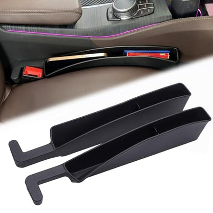 2 Packs Car Seat Gap Filler Organizer, Dual Slot Car Seat Gap Organizer, Gap Filler for Car, SUV, Trunk, Sedan Side Seat Gap Between Seat and Console, Car Seat Gap Plug with Storage Slot (Black)