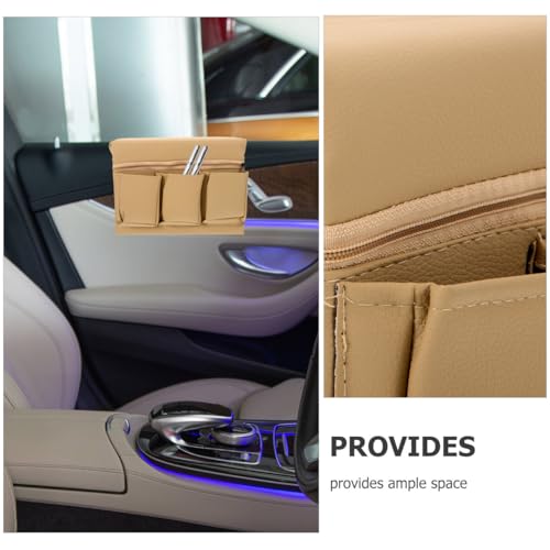 Healifty Car Window Armrest Storage Box, Leather Door Side Arm Rest Organizer Pad with Storage Pockets for Truck Vehicle Automotive Elbow Support, Universal Fit Interior Accessories, Beige