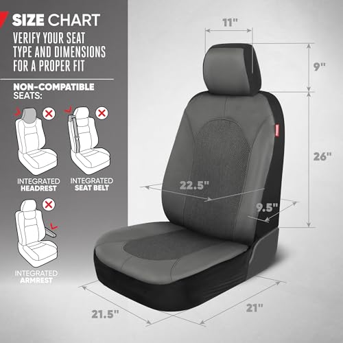 Motor Trend Charcoal Gray Car Seat Covers Set - 2 Front Seats – Spill-Proof Neoprene CarSeat Cover Protector for Cars – Automotive Interior Car Accessories for SUV & Small Trucks – Semi Universal Fit - color: Gray