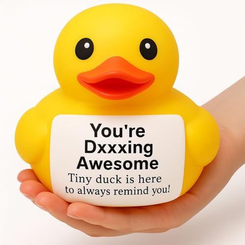 Civaner 7 Inch Emotional Giant Rubber Duck with Positive Message Thank You Gifts Motivational Rubber Duck Gift for Desk, Office, Home Decor Graduation(You're Awesome) - style: You're Ducking Awesome